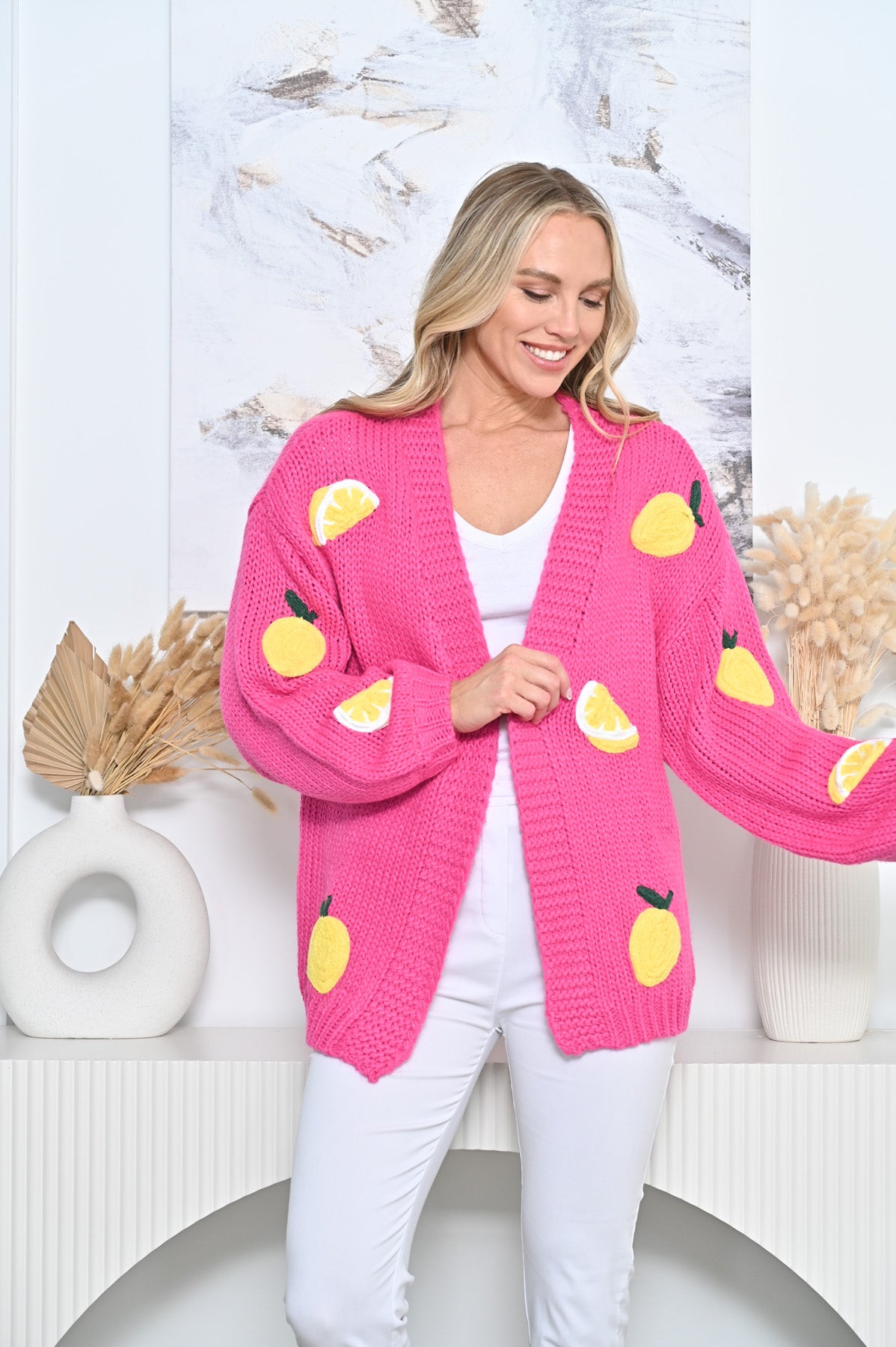 Lemon Cardigan Pink Jackets New u Collection
