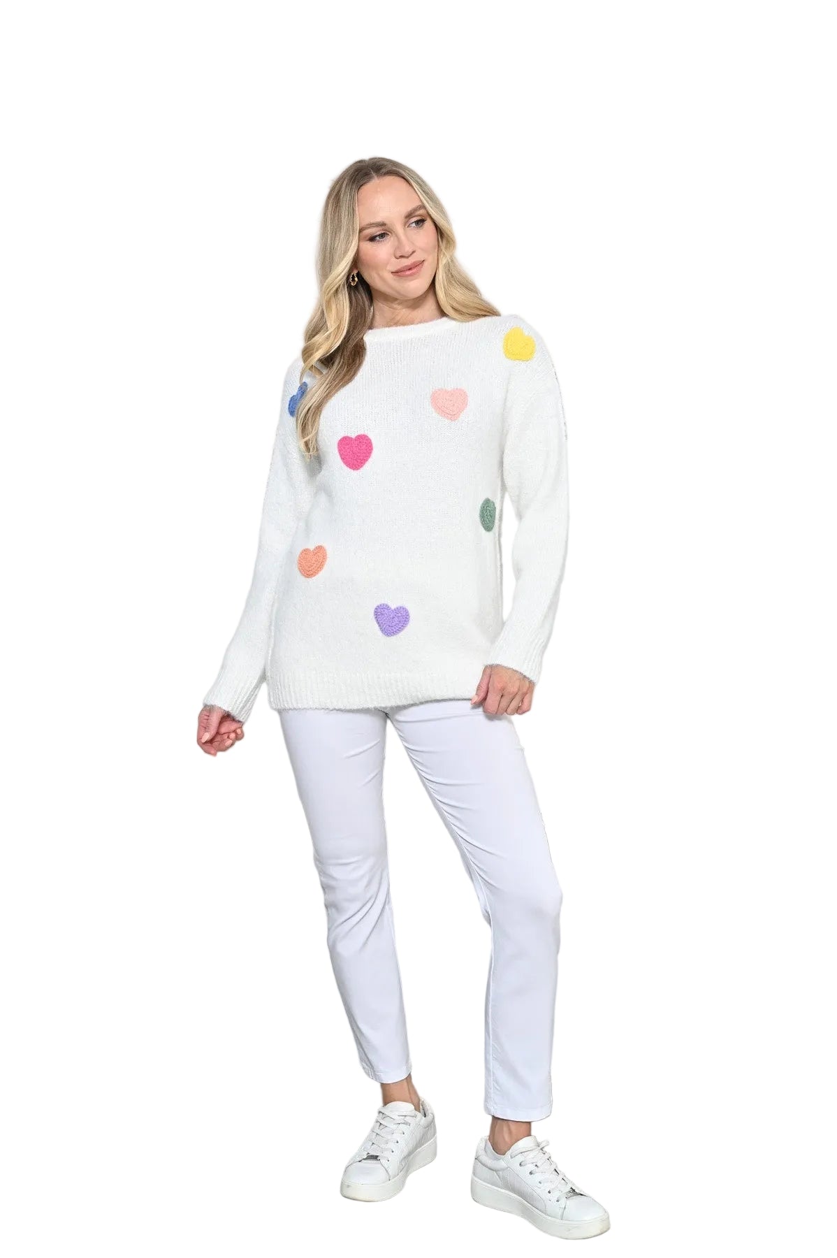 Heart Jumper White Mult Jackets New u Collection SM(6-10)