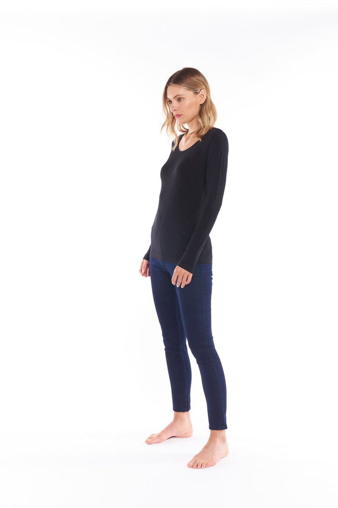 Kelli Long Sleeve Top Black Tops Betty Basics   