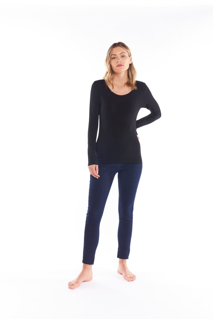 Kelli Long Sleeve Top Black Tops Betty Basics   