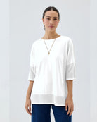 Pointelle Hem Kintted Top White Tops Mutig