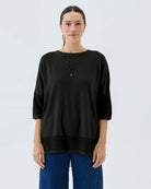 Pointelle Hem Kintted Top Black Tops Mutig
