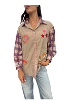 Zoda Embroidered Boyfriend Shirt Tops Zoda S/M