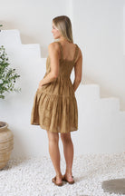 Bindi Short Dress Bone Brown Dresses Valeria Label