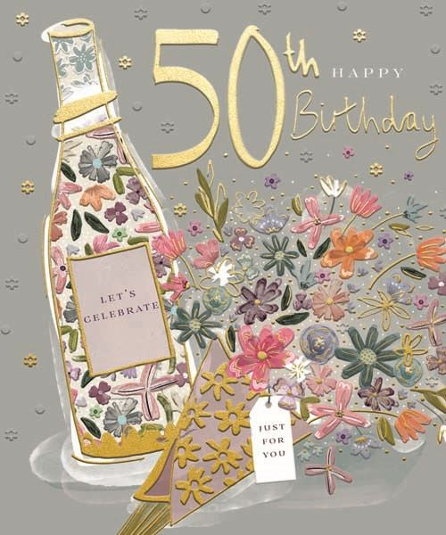 50th Birthday Bouquet Cards and Wrap Waterlyn
