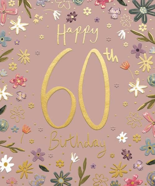 60th Birthday Pretty Florals Cards and Wrap Waterlyn