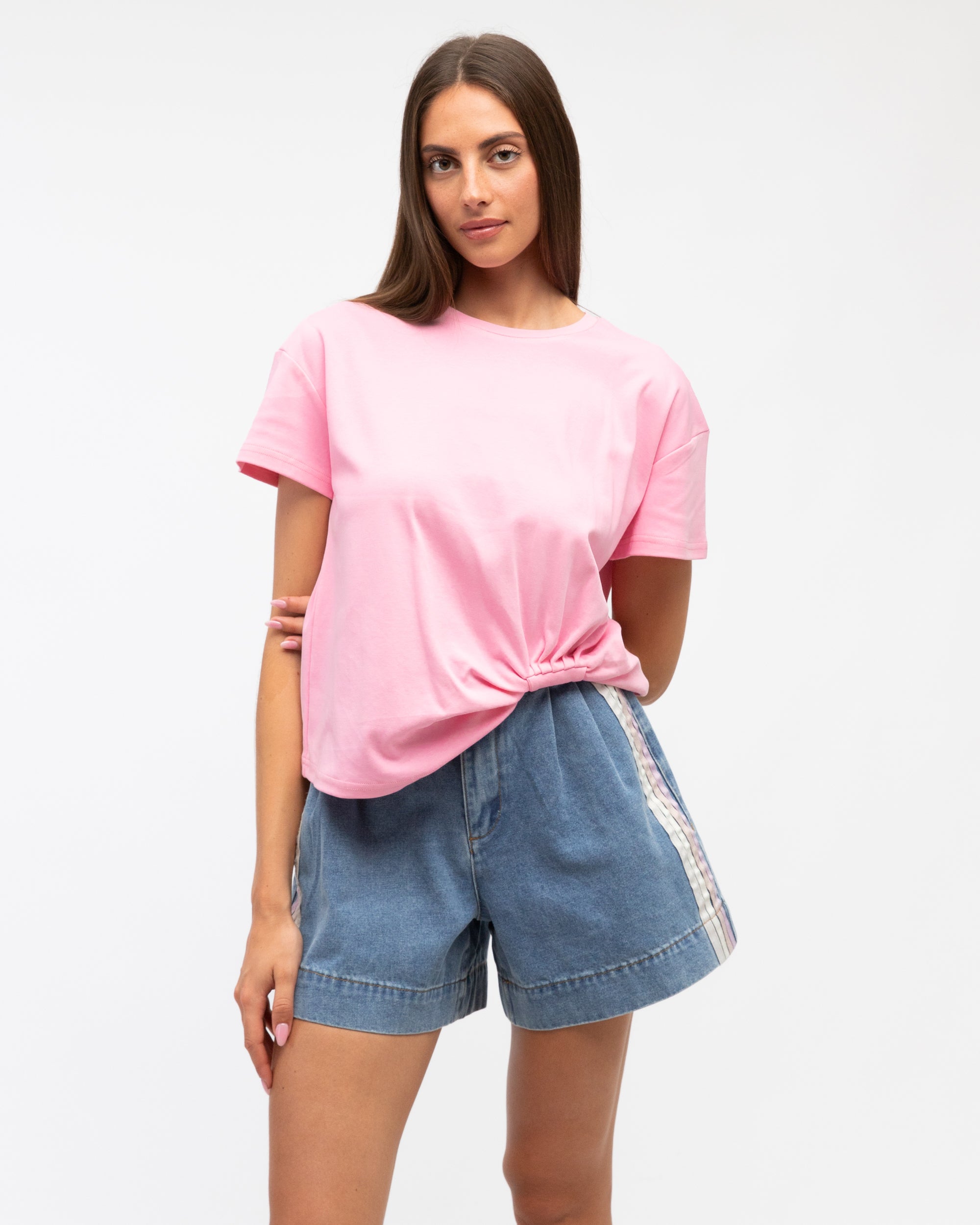 Pink Easy Tuck Tee Tops Label of Love