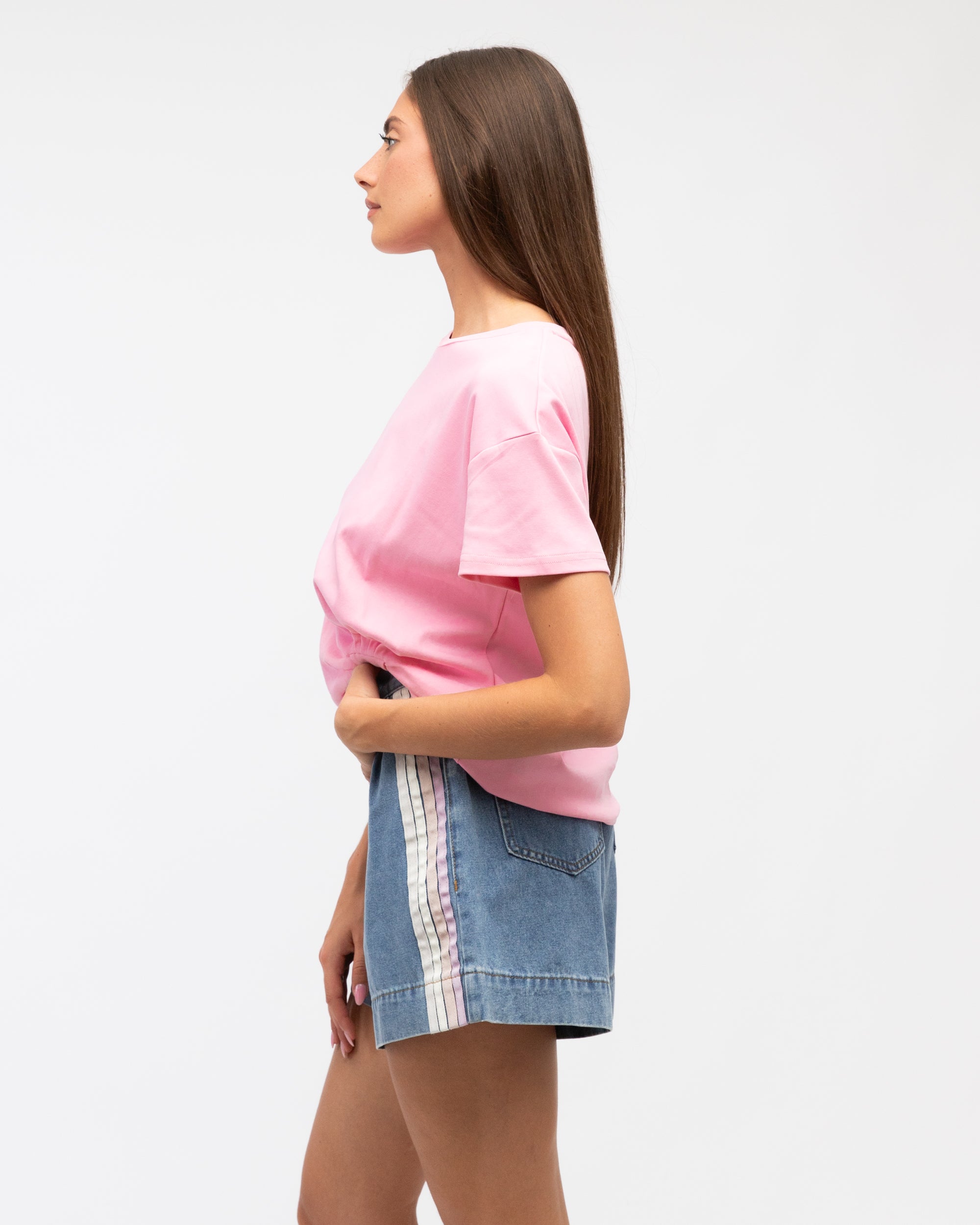 Pink Easy Tuck Tee Tops Label of Love