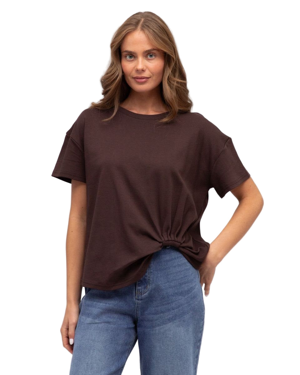 Chocolate Easy Tuck Tee Tops Label of Love S(8-10)