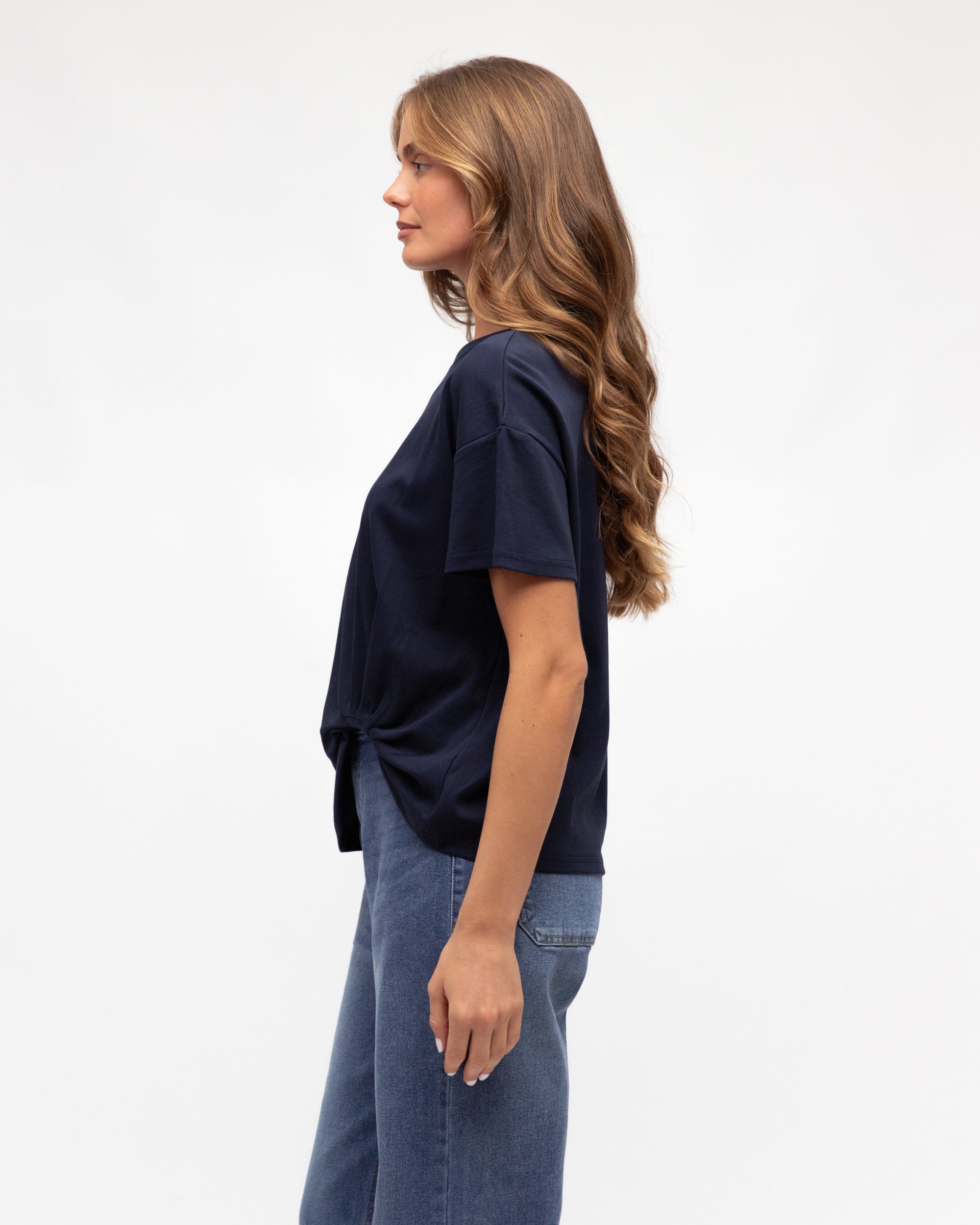 Navy Easy Tuck Tee Tops Label of Love