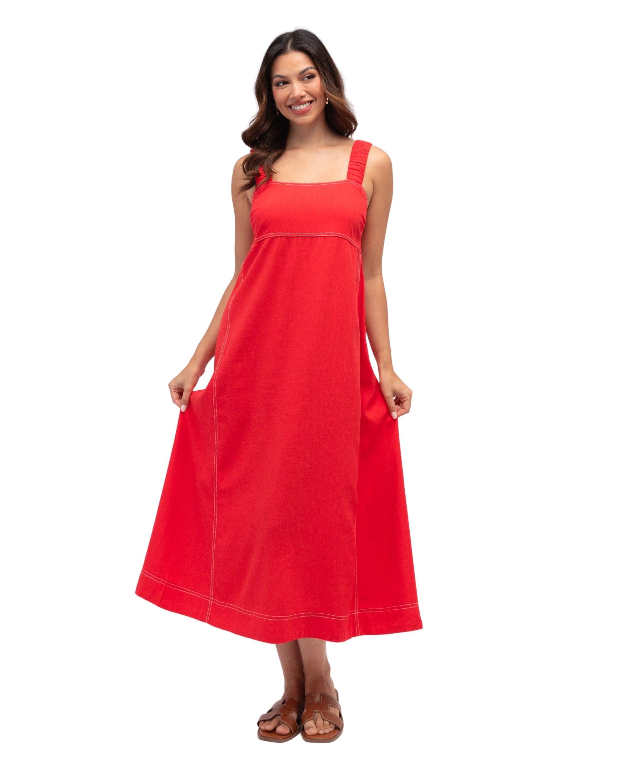 Stitched Up Maxi Dress Red Dresses Label of Love S(8-10)