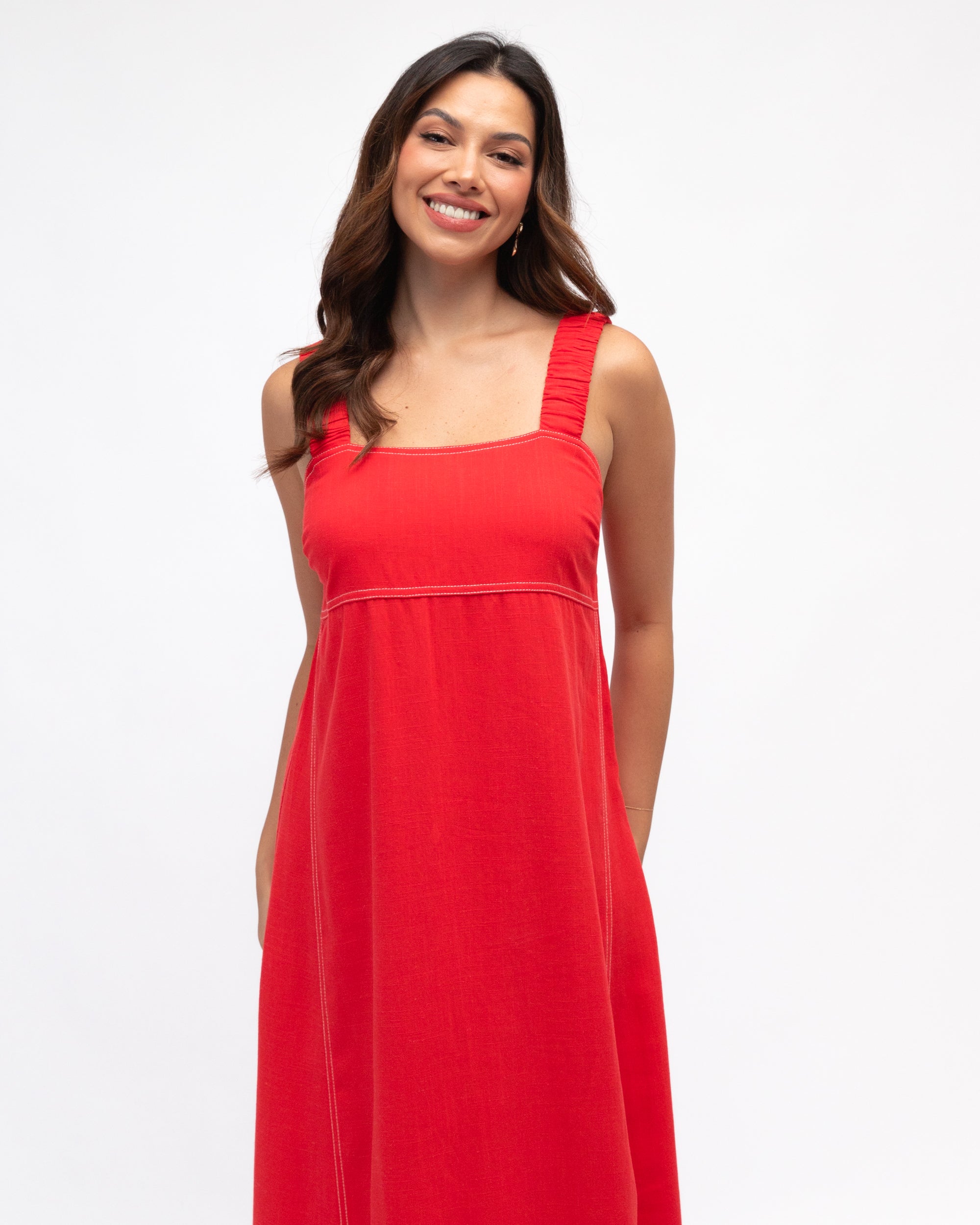 Stitched Up Maxi Dress Red Dresses Label of Love