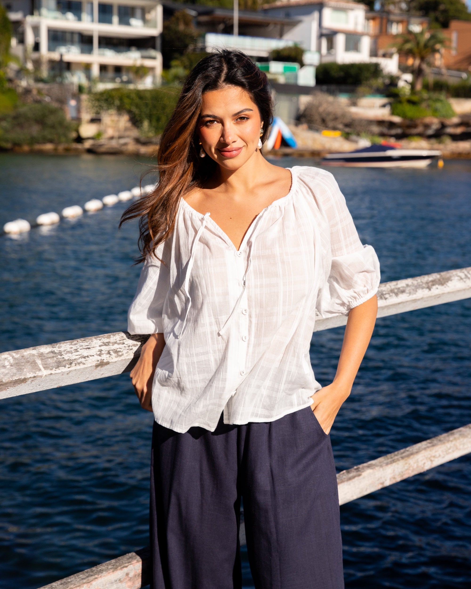 Willow Blouse Cotton White Tops Label of Love S(8-10)