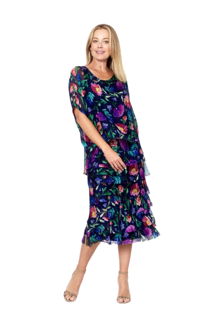 Silk Dress Frayed Layer dress Floral Dresses La Strada S(8)  