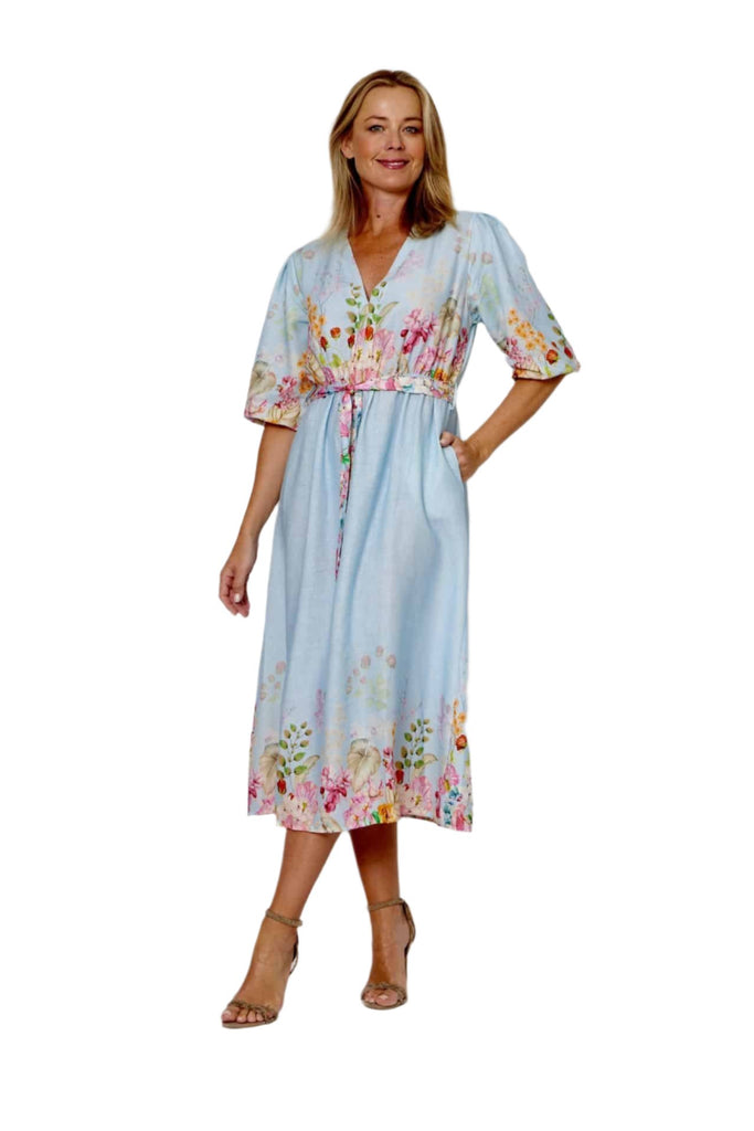 Celeste Linen Dress Blue Dresses La Strada S(8)  