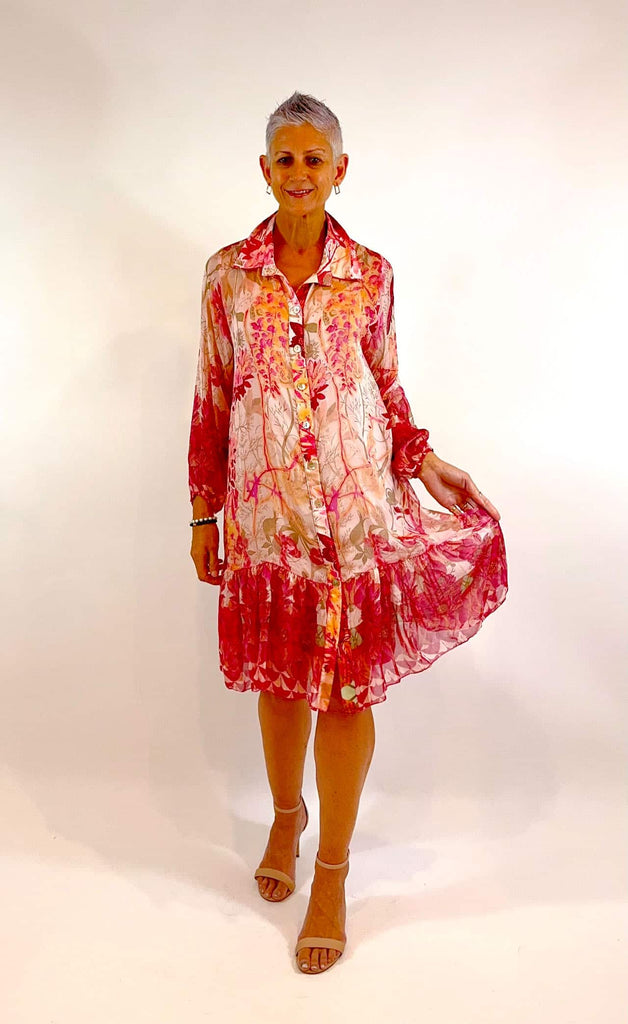 Silk Shirt Dress Pink Dresses La Strada   