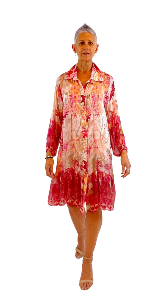 Silk Shirt Dress Pink Dresses La Strada S(8-10)  