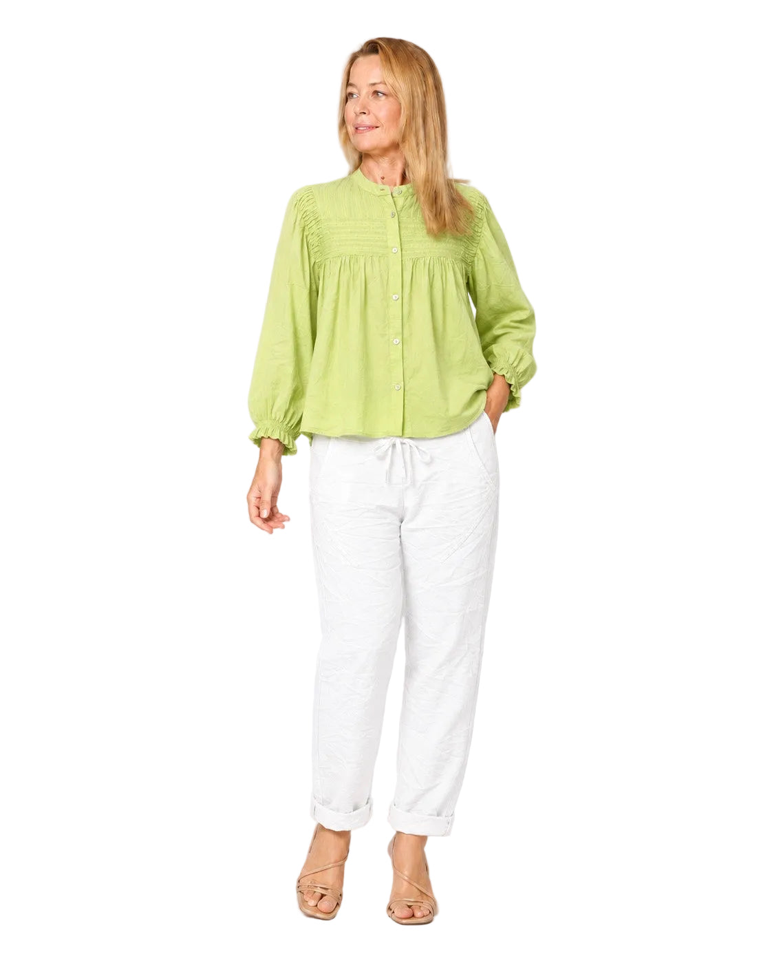 Linen Pant White Bottoms La Strada S(8-10)