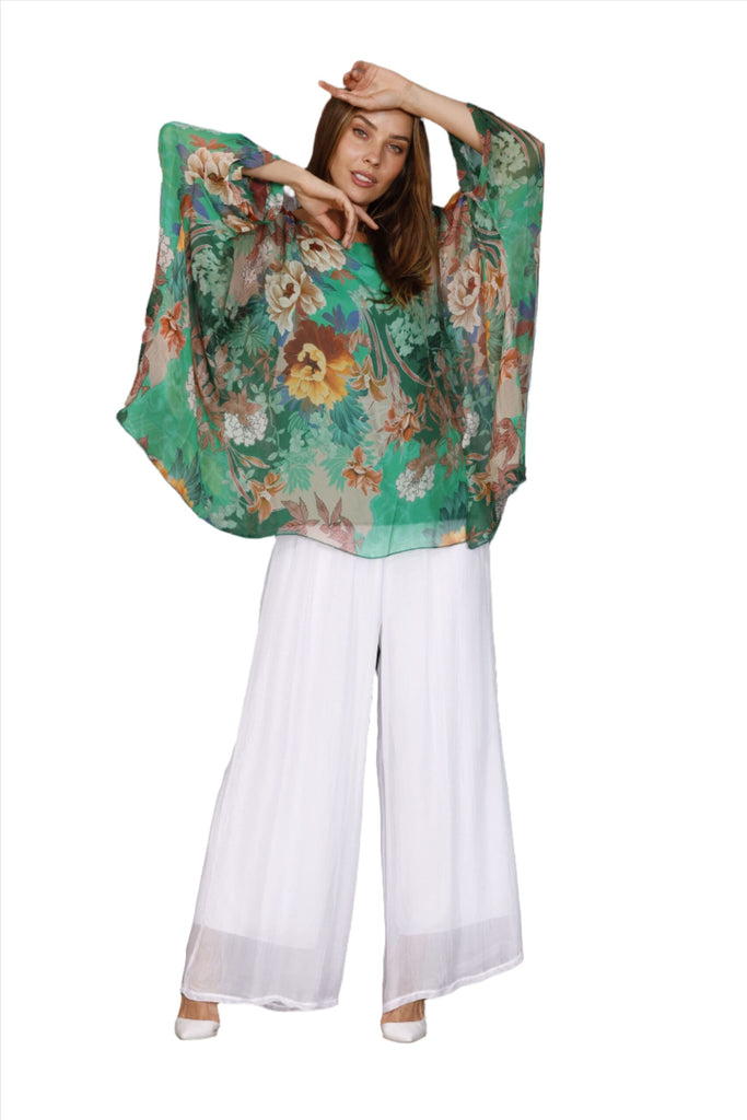 Silk Pants White Bottoms La Strada S(8-10)  