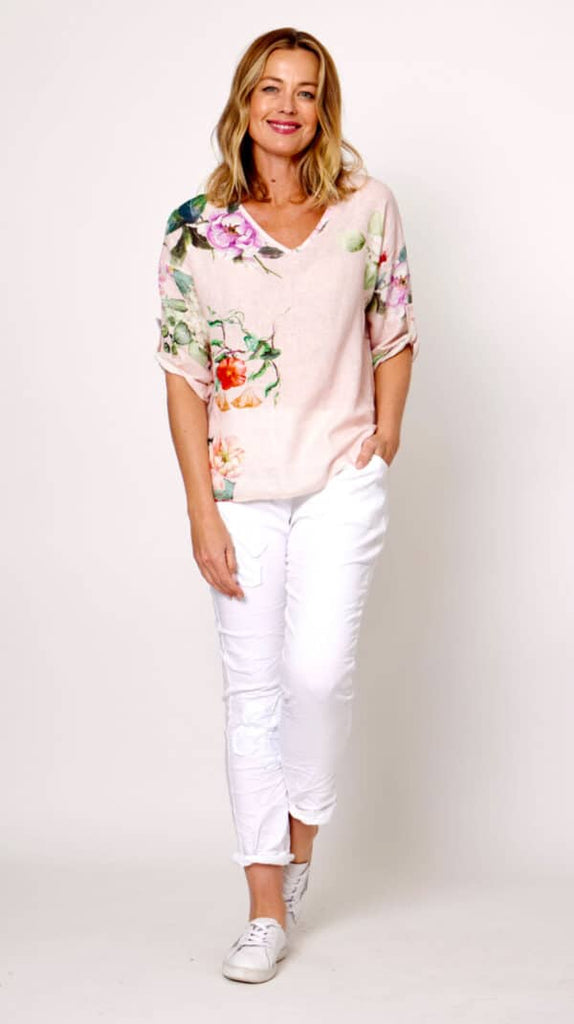 Bella Top Red Floral Tops La Strada   