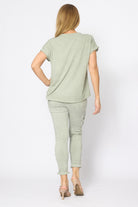 Applique Flower Top Military Tops La Strada