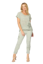Applique Flower Top Military Tops La Strada S(8-10)