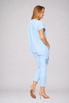 Applique Flower Pants Sky Blue Bottoms La Strada