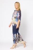 Floral Pant Navy/Pink Bottoms La Strada