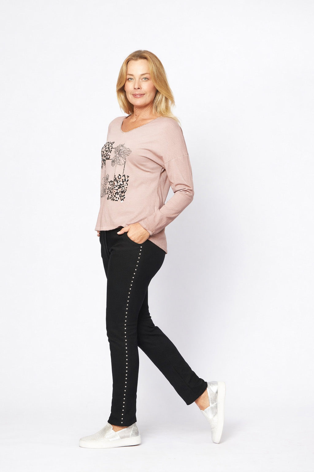 Bling Tape Pants Black Bottoms La Strada