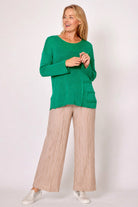 La Strada Crinkle Pants Beige Bottoms La Strada