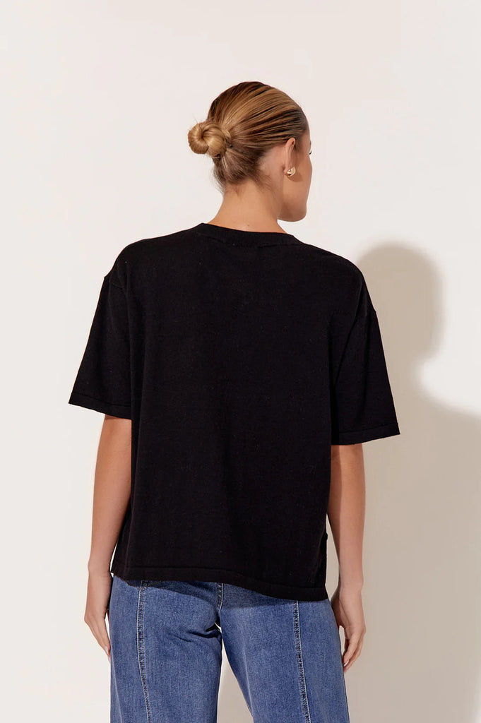 Laney Cotton Cashmere Knit Top Black Tops Adorne   