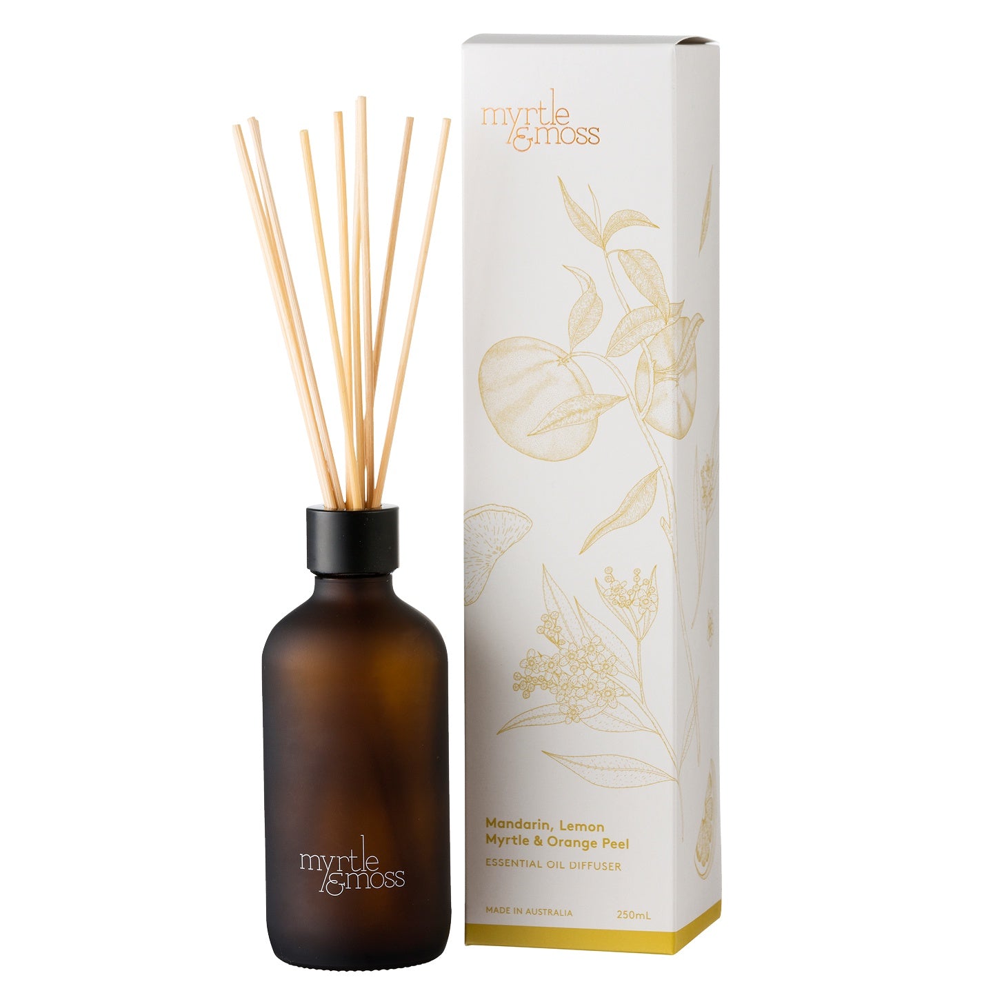 Essential Oil Diffuser Mandarin, Lemon Myrtle & Orange Peel. Body Myrtle & Moss