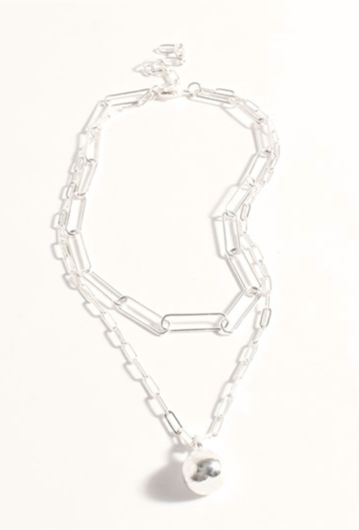 Layered Ball Drop Necklace Silver Necklaces Adorne