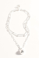 Layered Ball Drop Necklace Silver - Global Free Style