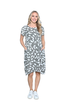 Leaf Linen Dress Khaki - Global Free Style