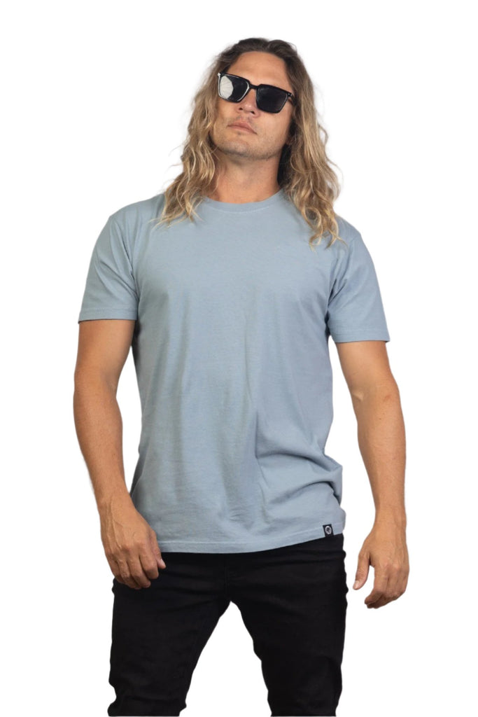 Powder Blue Organic Cotton T Shirt Mens Tops Skumi XS  