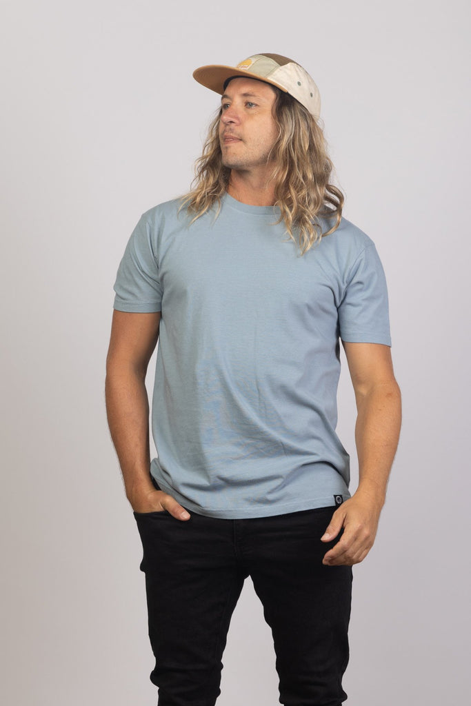 Powder Blue Organic Cotton T Shirt Mens Tops Skumi   