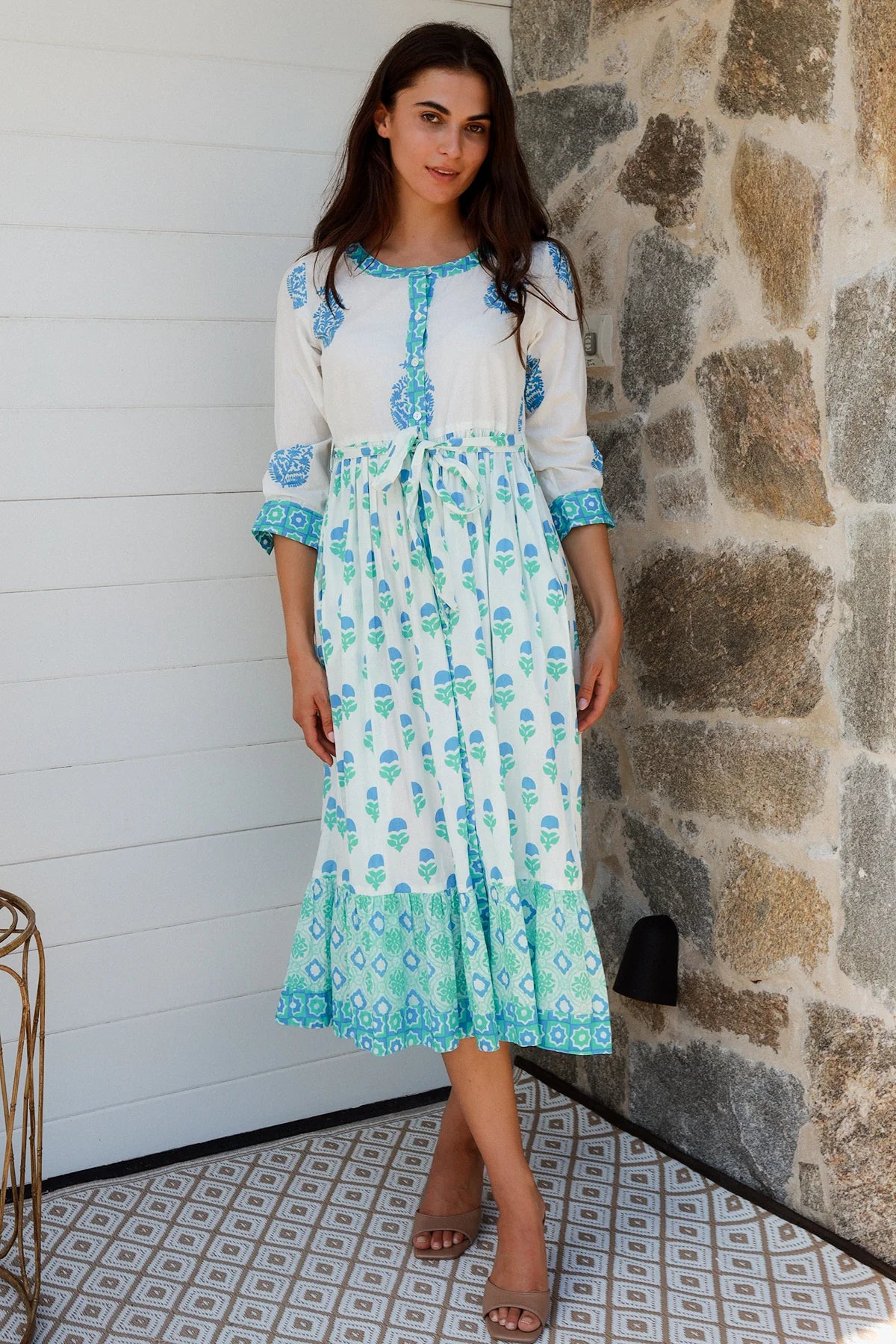 Lokrum Dress Blue Mix Dresses Peacock Feather