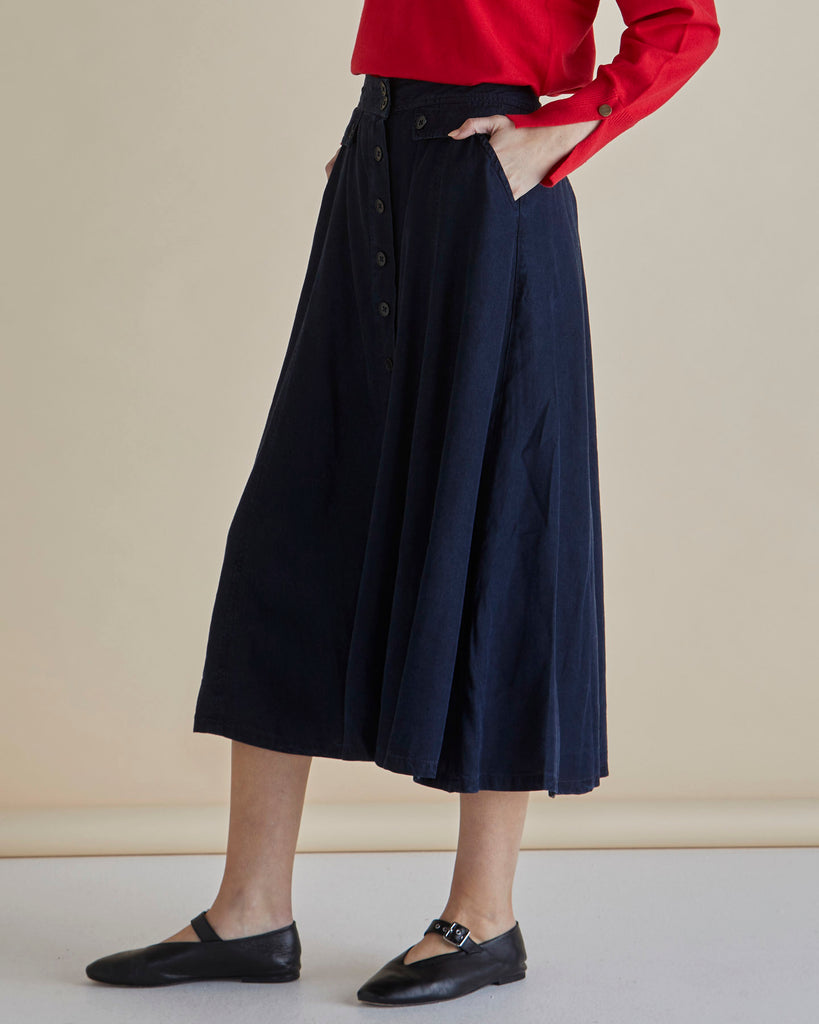 Lola Lyocell Skirt - Dark Vintage Blue Skirts Betty Basics