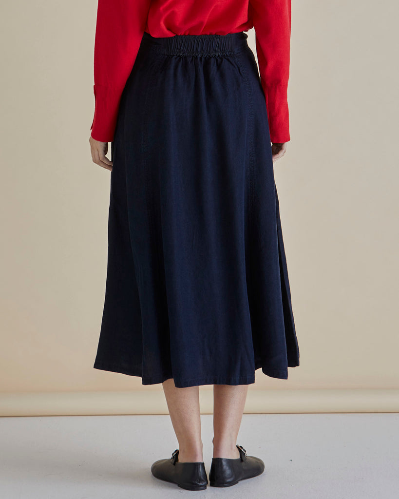 Lola Lyocell Skirt - Dark Vintage Blue Skirts Betty Basics