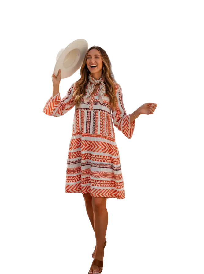 Mediterranean Dress Pumpkin Jacquard Dresses Joops and Gypsy S(8)