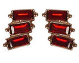 Trio Stack Crystal Earrings Rose Siam Earrings Fabienne