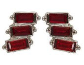Trio Stack Crystal Earrings Silver Siam Earrings Fabienne
