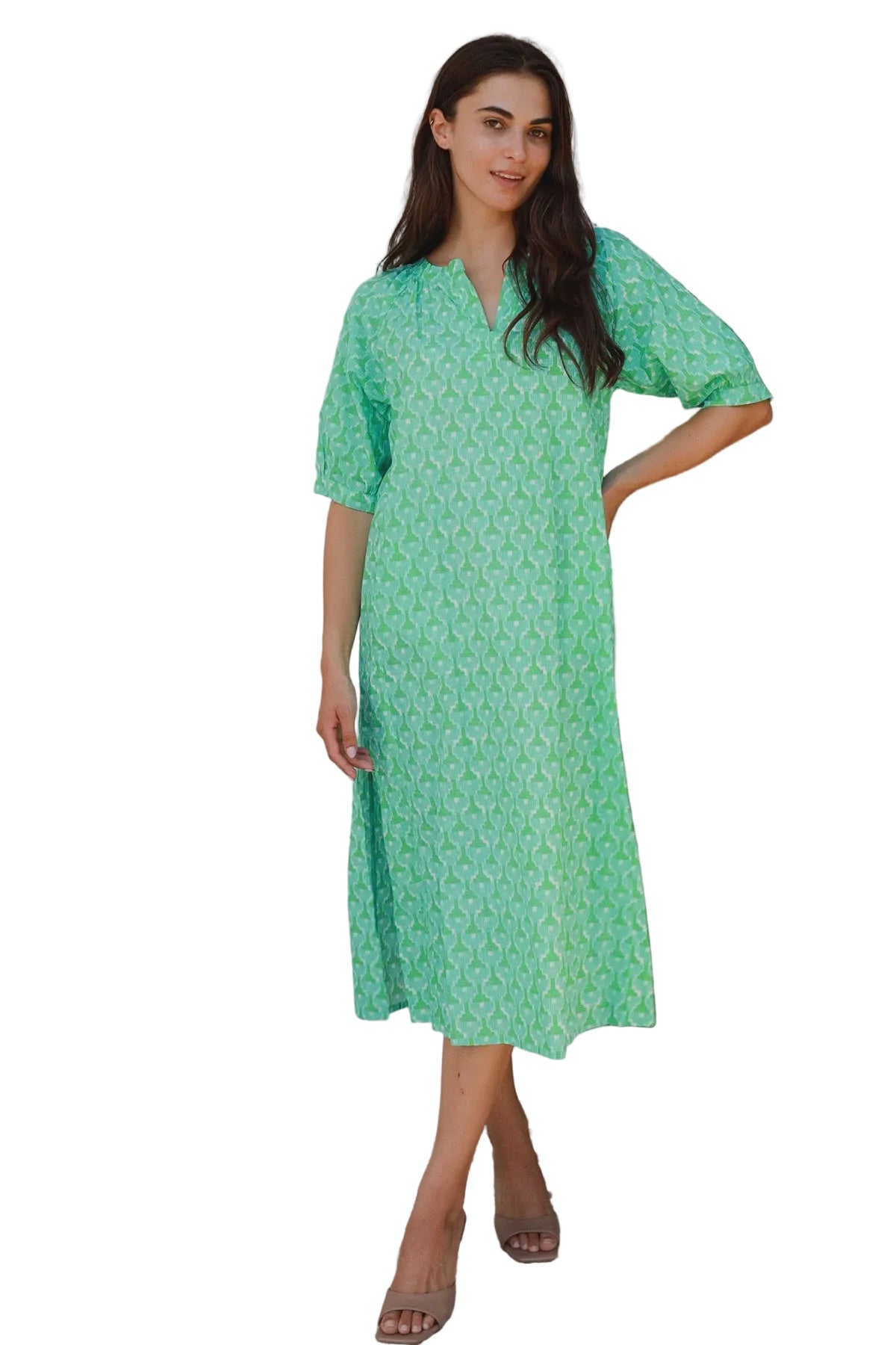 Pitcher Dress Doozy Green Dresses Peacock Feather XS (6)