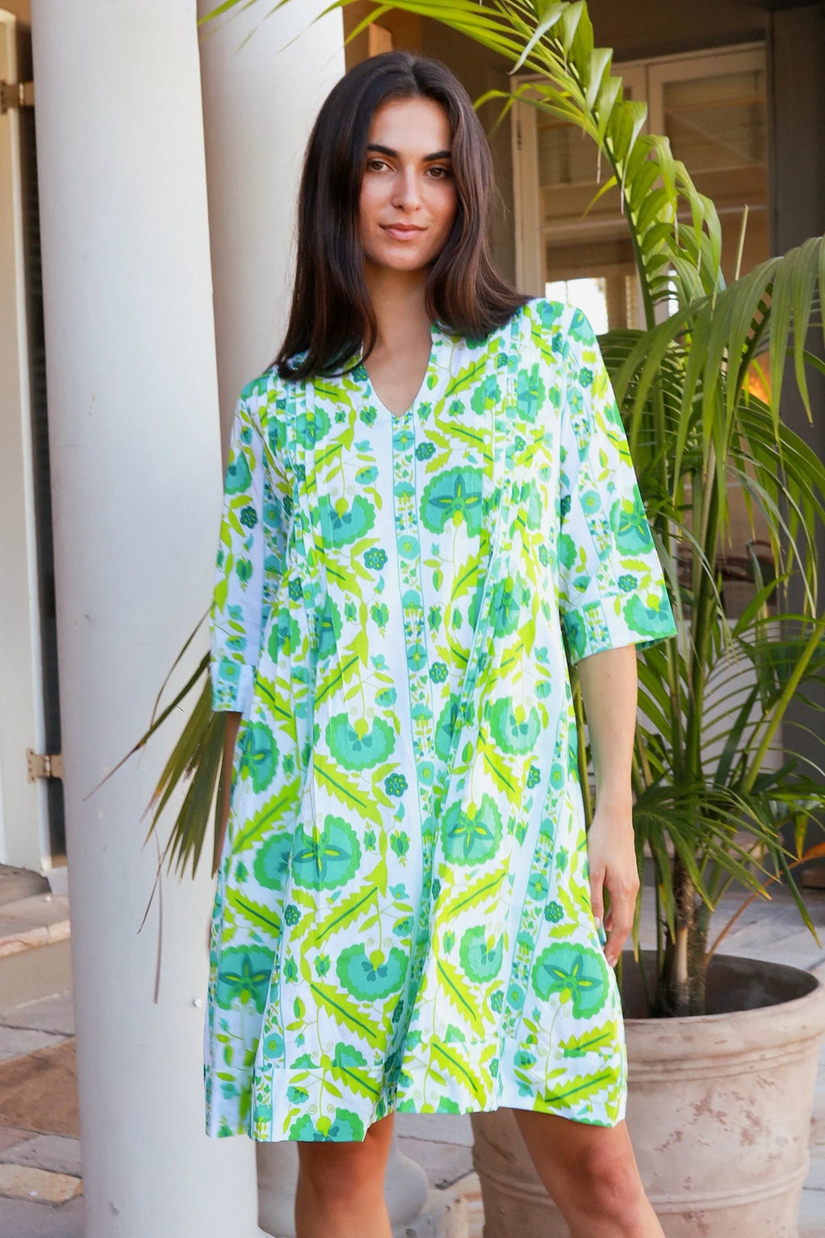 Huckley Dress Maruka Lime Dresses Peacock Feather