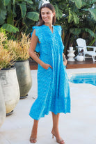 Marcia Dress Doozy Blue Dresses Peacock Feather