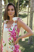 Hallie Tie Shoulder Linen Dress Print Dresses Adorne