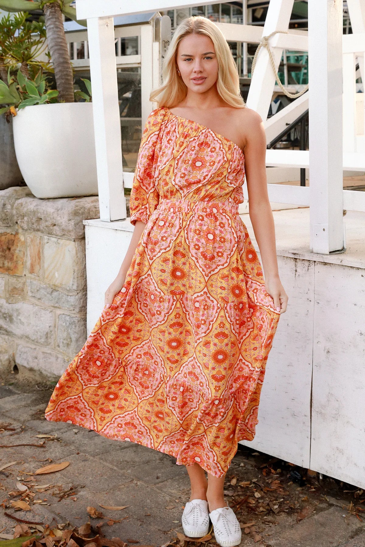 Luisa-Yellow One Shoulder Maxi Dress Dresses DreamCatcher