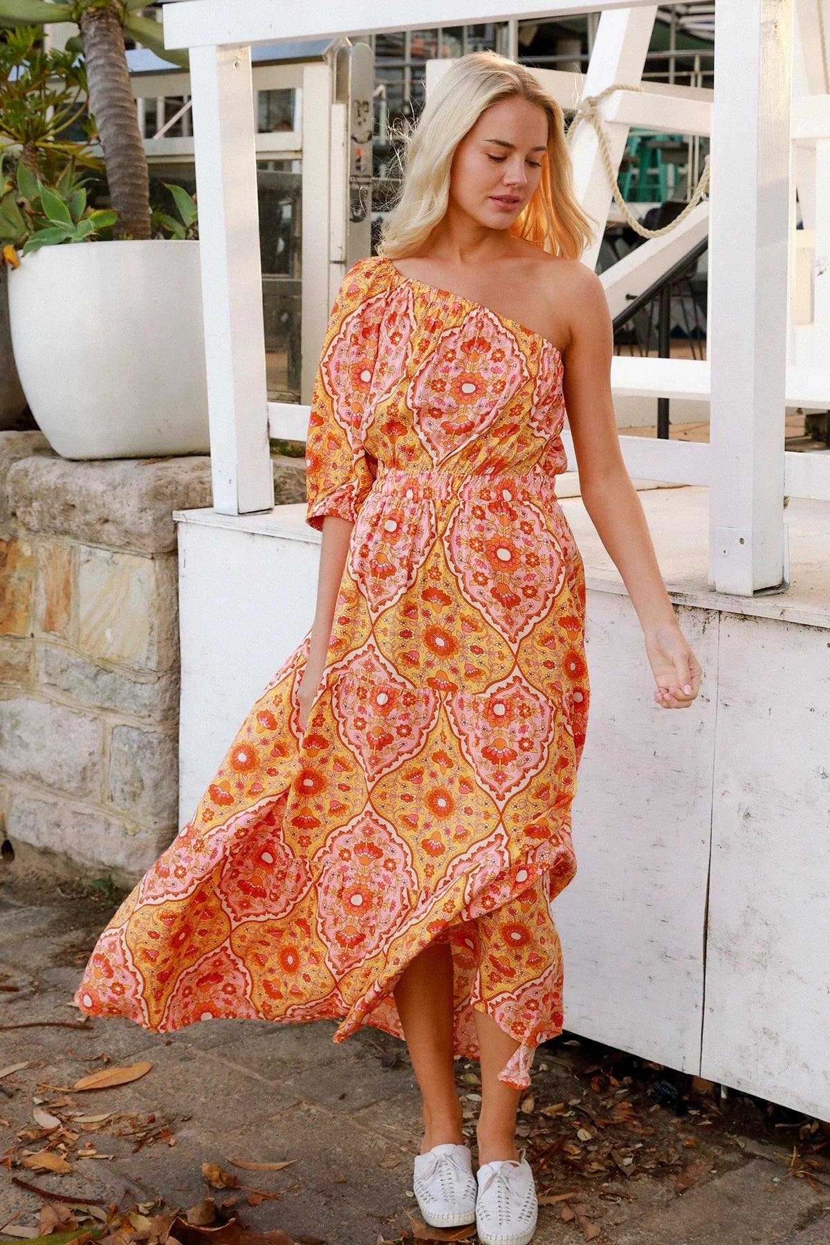 Luisa-Yellow One Shoulder Maxi Dress Dresses DreamCatcher