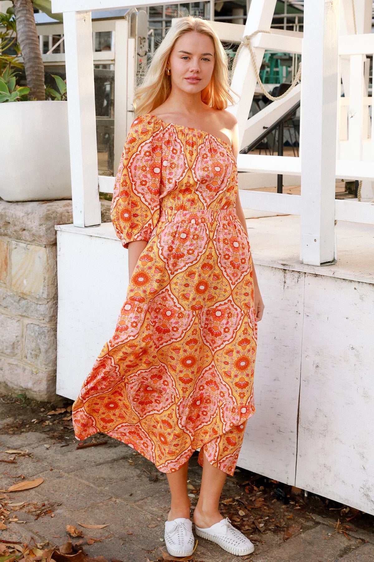 Luisa-Yellow One Shoulder Maxi Dress Dresses DreamCatcher